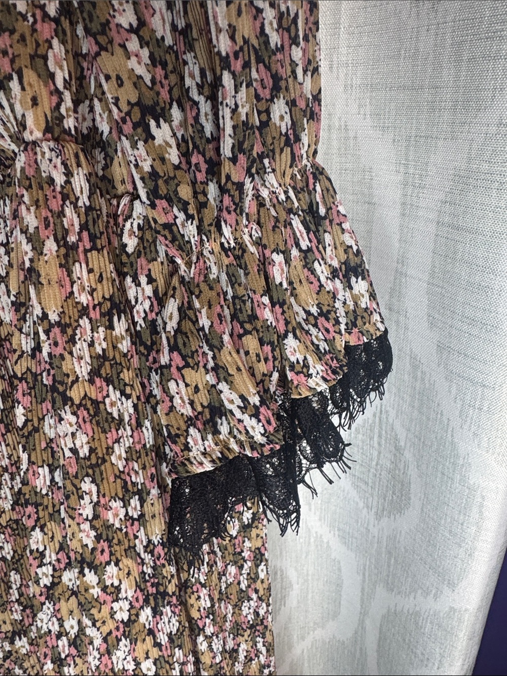 Sofie Schnoor Mini Dress Tan Black Floral Size XL - Picture 5 of 7